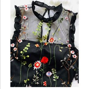 BRAND NEW - Elegant Ruffle-Trim Embroidered Gown